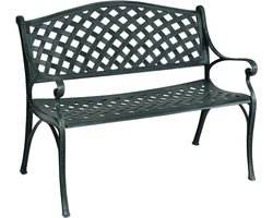 Tuinbank, gietijzer, ijzeren bank, belastbaar tot 210 kg, rustbank, tuinmeubelen, zitbank met stalen frame, metalen bank met rugleuningen, 102 x 62 x 83 cm