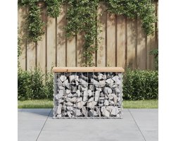 Tuinbank Grenenhout - Schanskorf Bank - Buiten Zitten - Stenen Vulling - 63 x 315 cm - Natuurlijk