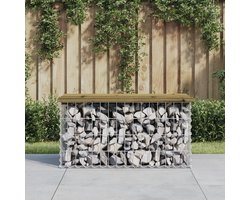 Tuinbank Grenenhout - Schanskorf Bank - Buiten Zitten - Stenen Vulling - 83 x 44 x 42 cm - Donkerbruin
