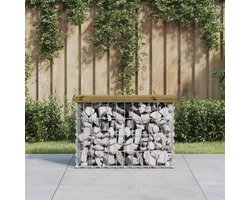 Tuinbank Grenenhout - Schanskorf Bank - Terras en Tuin - Stabiele Steen Vulling - 63 x 315 x 42 cm