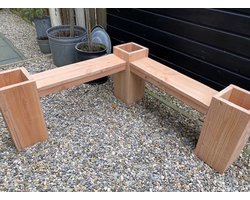 Tuinbank - hoekzit - met 3 plantenbakken - Douglas hout - 120x120x20x53cm