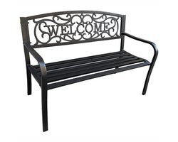 Tuinbank IRYS / Staal Buitenbank / Zwart / Maximale Belasting 320 kg / 127 x 86 x 62 cm