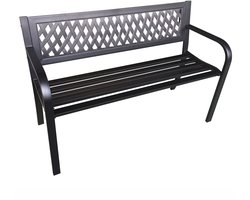 Tuinbank KALIA / Buitenbank / Metaal en Kunststof / Zwart / Maximale Belasting 320 kg / 119 x 75 x 50 cm