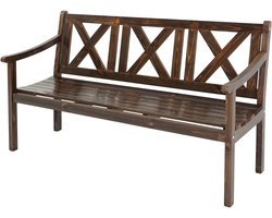 Tuinbank Kopenhagen, parkbank houten bank, 3-zits horeca kwaliteit massief hout 160cm ~ donkerbruin