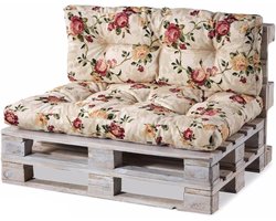 Tuinbank Kussens - Pallet Kussens - Buiten Zitten - Gewatteerde Schuimvulling - 120x80 cm Set - Bloemenpatroon