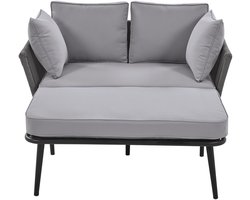Tuinbank - Ligstoel - Tuinlounge-Balkonmeubels – Wasbare kussens –Stalen frame – Nylon touw - Afneembare hoes - Buiten - Groot- 4-delig-Grijs