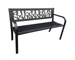 Tuinbank LISSA / Buitenbank / Metaal en Kunststof / Zwart / Maximale Belasting 320 kg / 124 x 75 x 50 cm