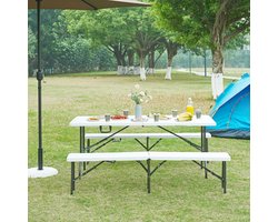 Tuinbank Ljusnarsberg opvouwbaar 180x25x43 cm wit [en.casa]