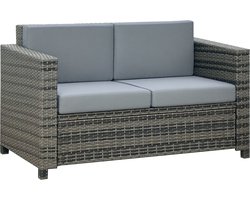 Tuinbank - Lounge Bank - Buitenbank - Tuinset - Modulair Bankstel - Balkon Set - Poly rattan - Grijs