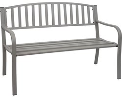 Tuinbank MCW-F43, bank Parkbank Zitbank, 2-zits gepoedercoat staal ~ grijs
