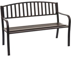 Tuinbank MCW-F43, bank Parkbank Zitbank, 2-zits gepoedercoat staal ~ vintage brons