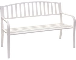 Tuinbank MCW-F43, bank Parkbank Zitbank, 2-zits gepoedercoat staal ~ wit