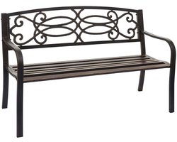 Tuinbank MCW-F44, bank Parkbank Zitbank, 2-zits gepoedercoat staal ~ vintage brons