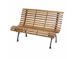 Tuinbank MCW-F97, parkbank houten bank, 2-zits gietijzer hout 122cm 22kg ~ lichtbruin
