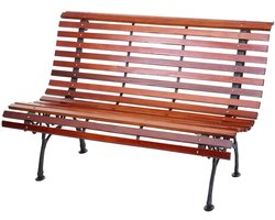 Tuinbank MCW-F97, zitbank Parkbank Houten bank, 2-zits Gietijzer Hout 122 cm 22 kg ~ bruin