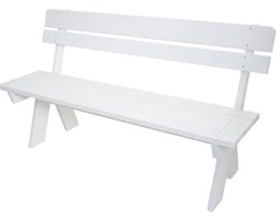 Tuinbank MCW-L66, houten bank, parkbank, horeca-kwaliteit, massief hout MVG 148 cm ~ wit
