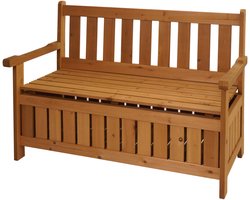 Tuinbank MCW-L68 met opbergruimte, kist bank opbergvak, outdoor sparrenhout MVG 114cm, bruin