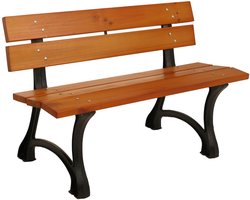 Tuinbank MCW-O20, parkbank houten bank 2-zits, gietijzer hout grenen, 125cm ~ teak