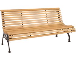 Tuinbank MCW-O24, parkbank houten bank 3-zits, gietijzer hout grenen, 160cm ~ natuur