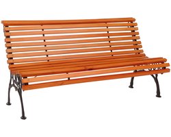 Tuinbank MCW-O24, parkbank houten bank 3-zits, gietijzer hout grenen, 160cm ~ teak
