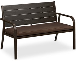 Tuinbank met kussen - 118 cm breed - houtlook