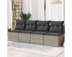 Tuinbank met Kussens - Balkonbank Sofa - Buiten Ontspannen - Modulair Ontwerp - 220 cm Breed - Grijs