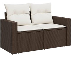 Tuinbank met kussens - Loungebank buiten - Ontspannen in de tuin - Geïntegreerde opbergruimte - 2-zits bank - Bruin