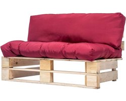 Tuinbank met Kussens - Loungebank Palletbank - Ontspannen Buiten - Geïmpregneerd Grenenhout - 110 x 66 x 65 cm - Rood