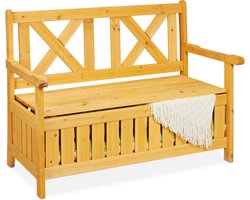 tuinbank met opbergruimte - 85 x 115 x 60 cm - 2-zits - dennenhout - balkon - natuur