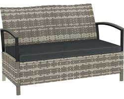 Tuinbank met opbergruimte - Lounge Bank - Buitenbank - Tuinset - Houten Bank - Modulair Bankstel - Balkon Set -Donkergrijs + Grijs