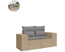 Tuinbank met opbergruimte - Lounge Bank - Buitenbank - Tuinset - Houten Bank - Modulair Bankstel - Balkon Set - Poly rattan - Beige