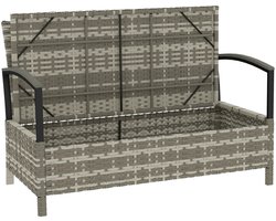 Tuinbank met opbergruimte - Lounge Bank - Buitenbank - Tuinset - Houten Bank - Modulair Bankstel - Balkon Set - Poly rattan - Donkergrijs + Grijs