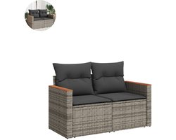 Tuinbank met opbergruimte - Lounge Bank - Buitenbank - Tuinset - Houten Bank - Modulair Bankstel - Balkon Set - Poly rattan - Grijs