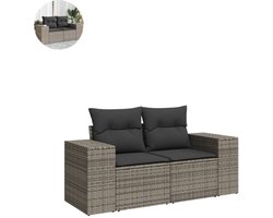 Tuinbank met opbergruimte - Lounge Bank - Buitenbank - Tuinset - Houten Bank - Modulair Bankstel - Balkon Set - Poly rattan - Grijs
