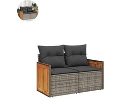 Tuinbank met opbergruimte - Lounge Bank - Buitenbank - Tuinset - Houten Bank - Modulair Bankstel - Balkon Set - Poly rattan - Grijs