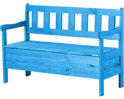 Tuinbank met opbergruimte - Zitbank buiten - Tuin en balkon - Weerbestendig hout - 120 cm breed - Blauw