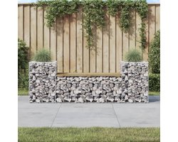Tuinbank met plantenbakken - Schanskorf bank - Buiten Zitten - Uniek rustiek design - 183 x 41 x 60.5 cm