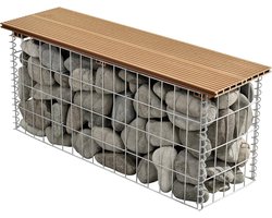 Tuinbank met stenen mand 100x30x45cm van duurzaam composiet hout