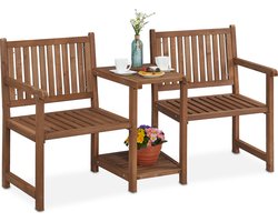 tuinbank met tafel - 86 x 161 x 61 cm - 2 personen - hout - voor buiten - bruin