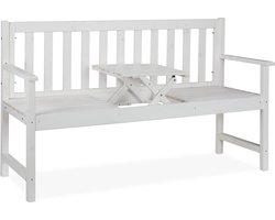tuinbank met tafel - 90 x 152 x 56 cm - 3-zits - hout - balkonbank - wit