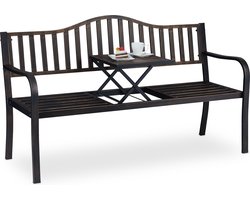 tuinbank met tafeltje - 89 x 150 x 58,5 cm - 2 tot 3 personen - metaal - zwart-brons