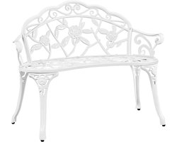 Tuinbank Metaal 2-Persoons - Weerbestendige Parkbank Vintage Design - Waterafstotend en Roestbestendig - Comfortabele Rugleuning - Voor Tuin, Terras, Balkon en Voortuin