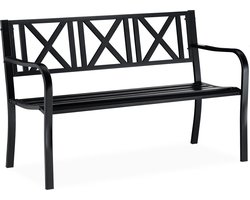 tuinbank metaal - 81 x 127 x 56 cm - 2-zits - balkon - terras - zwart