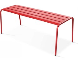 Tuinbank metaal - Buitenbank zitbank - Ontspannen in tuin - Weerbestendig design - 120 x 52 x 46 cm - Rood