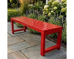 Tuinbank Metaal - Terrasbank Parkbank - Ontspannen Buiten Zitten - Zonder Rugleuning - 120cm - Rood