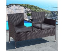 Tuinbank Monaco - Polyrotan zwart/grijs