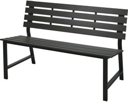 Tuinbank Portals - Gecoat Metaal - Polywood zitting en leuning - Zwart - 2 persoons tuinbank - 125cm