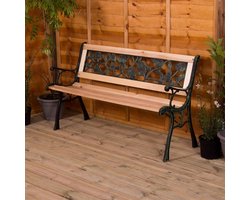 Tuinbank Rozenstijl - 3-zits tuinmeubilair - Houten latten - Gietijzeren poten