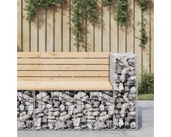 Tuinbank Schanskorf - Zitbank Buiten - Ontspannen in Tuin - Gevuld met Steen - 92 cm Breed - Natuurlijk Hout