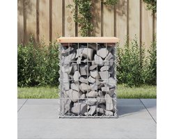 Tuinbank Schanskorf - Zitbank Buiten - Ontspannen in Tuin - Gevuld Met Stenen - 33x31x42 cm - Natuurlijk Hout